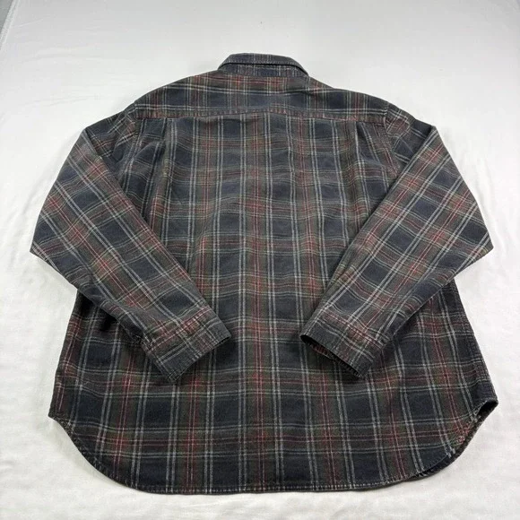 Carbon 2 Cobalt Corduroy Shirt Mens Large Plaid Button Up Long Sleeve - Picture 7 of 8